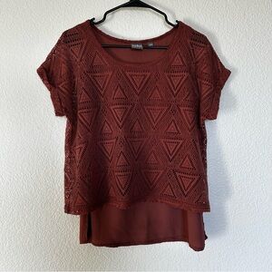 Soho Jeans Mauve Knit Women's Sleeveless Crochet 2 Layer Top